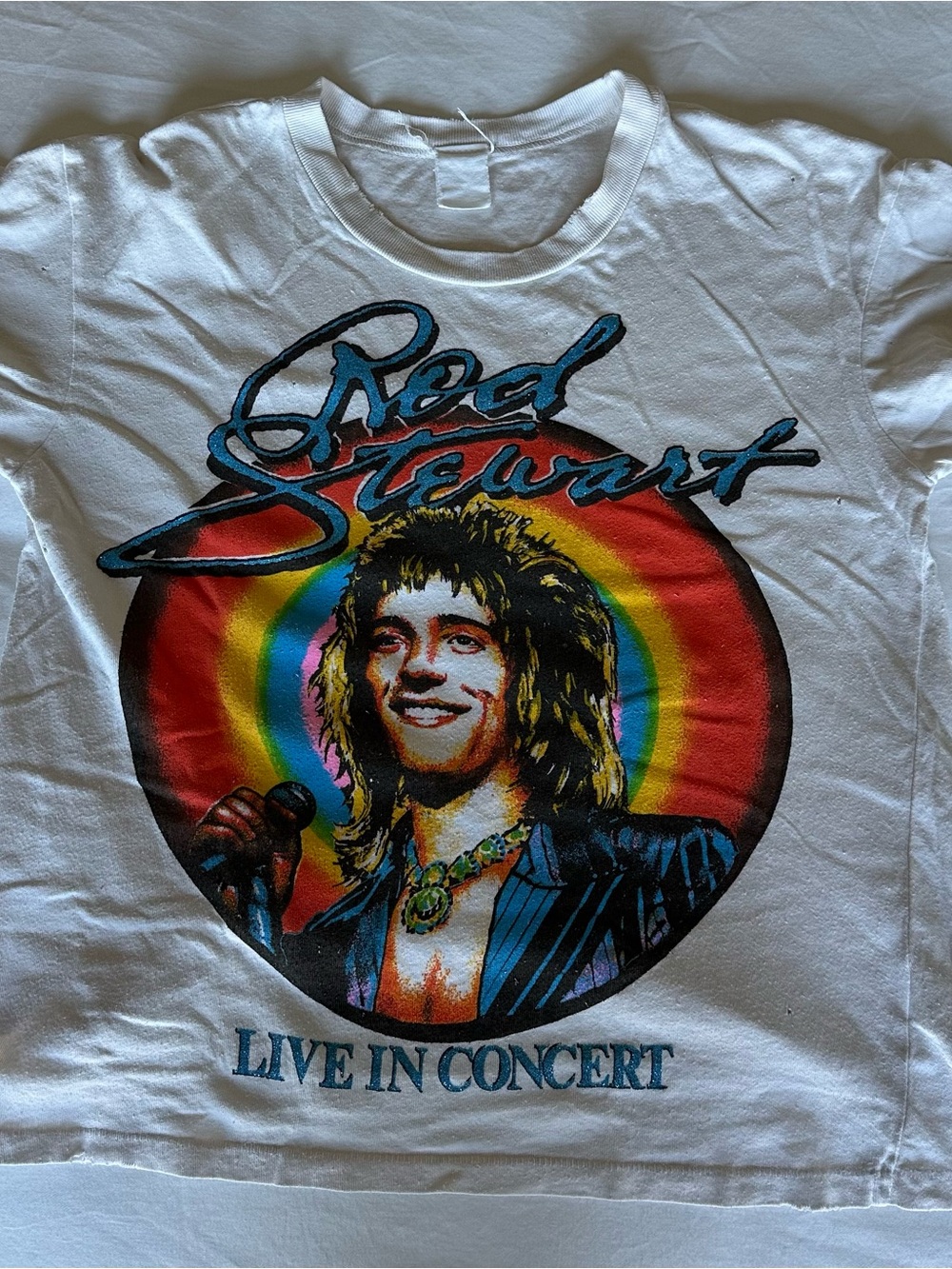 Rod Stewart White 'Live In Concert' Graphic Tee